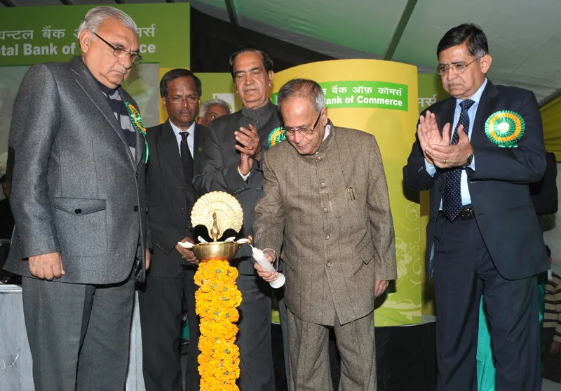 The Union Finance Minister, Shri Pranab Mukherjee lighting the lamp to inaugurate the Corporate Office…