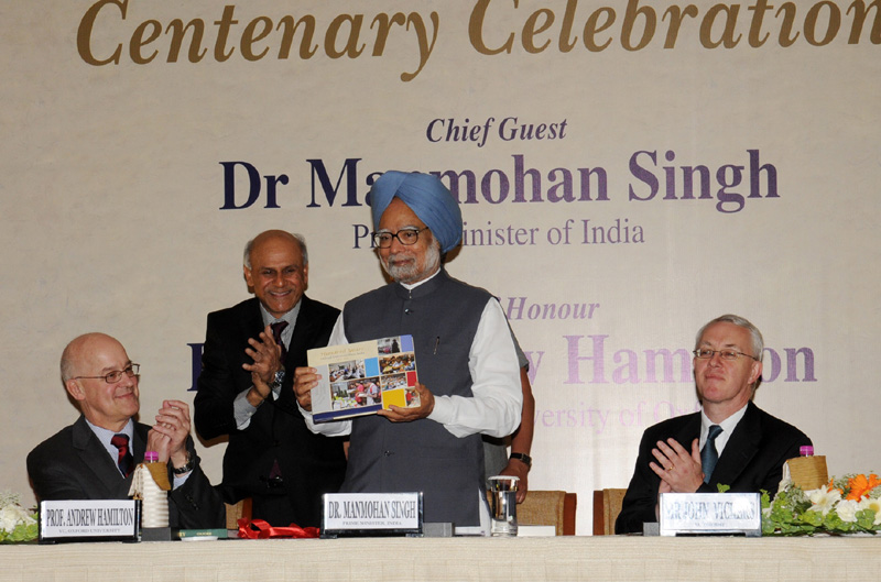 The Prime Minister, Dr. Manmohan Singh releasing a book entitled “Hundred..