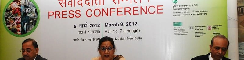 The CMD, ITPO, Smt. Rita Menon addressing the media in New Delhi..