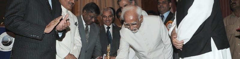 The Vice President, Shri Mohd. Hamid Ansari lighting the...