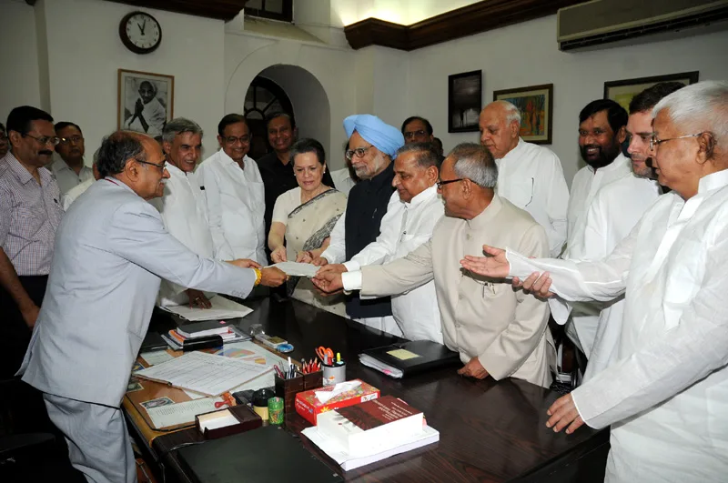 Shri Pranab Mukherjee filing the nomination papers for the Presidential...