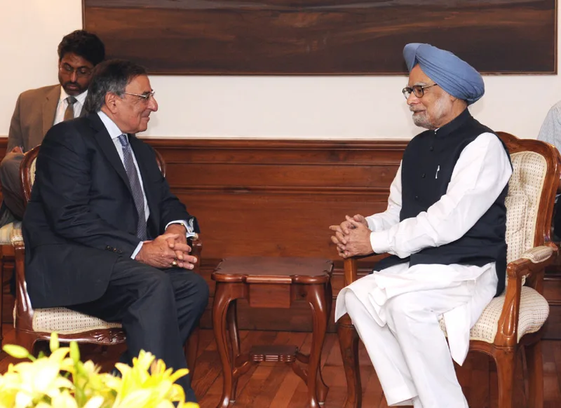 The US Secretary of Defence, Mr. Leon E. Panetta meeting the…