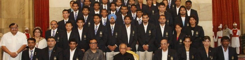 The President, Shri Pranab Mukherjee with the Indian Olympic...