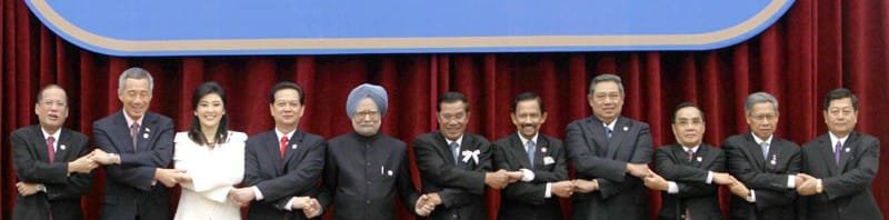 The Prime Minister, Dr. Manmohan Singh with the Heads of ASEAN countries, at...