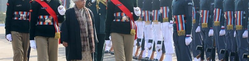 The Chief Minister of Delhi, Smt. Sheila Dikshit inspecting the Guard of Honour,...