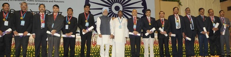 The Prime Minister, Dr. Manmohan Singh with the awardees of the PM’s Awards...