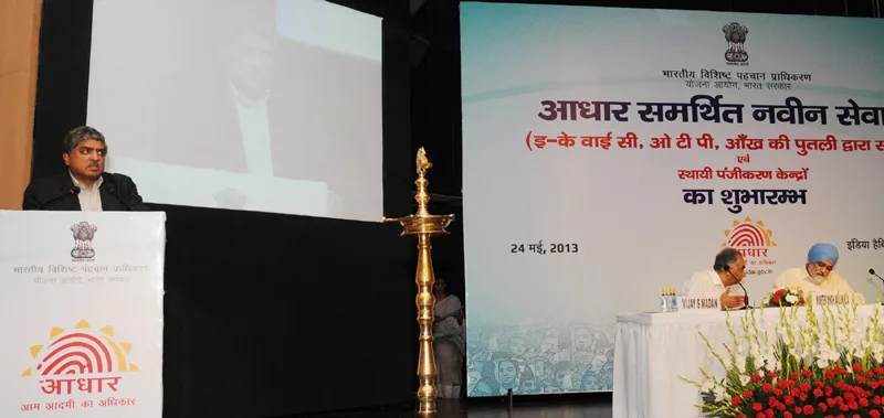 The Chairman, UIDAI, Shri Nandan Nilekani addressing at the launch of the Aadhaar…