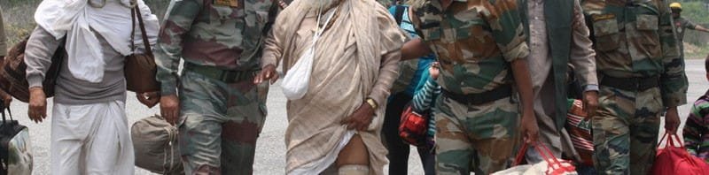 Pilgrims rescued from Harsil arrive at Dharasu, Uttarakhand.