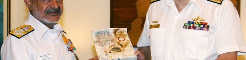 The Chief of Navy, Royal Australian Navy, Vice Admiral RJ Griggs meeting the...