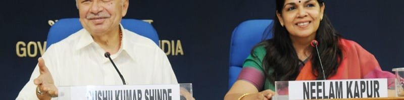 The Union Home Minister, Shri Sushil Kumar Shinde holding a press conference...