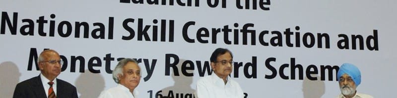 The Union Finance Minister, Shri P. Chidambaram launching the National Skill...