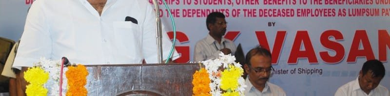 The Union Minister for Shipping, Shri G.K. Vasan addressing before presenting...
