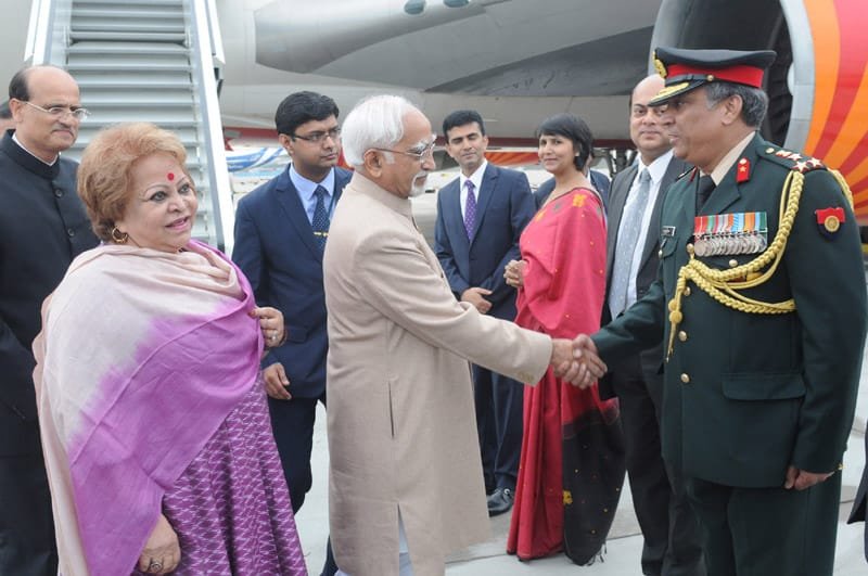 The Vice President, Shri Mohd. Hamid Ansari and his wife Smt. Salma Ansari being received…