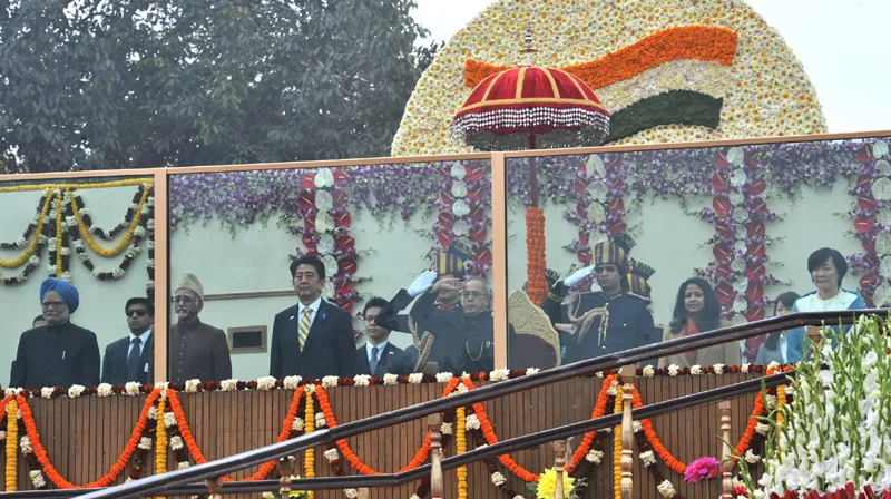The President, Shri Pranab Mukherjee, the Chief Guest Prime Minister of Japan,…
