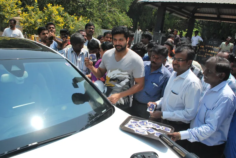 The noted cine star Jeyam Ravi launching the “I will vote” vehicle sticker, as a part of SVEEP campaign, at Anna Nagar, in Chennai