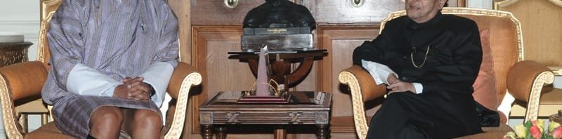 The Prime Minister of Bhutan, Mr. Lyonchhen Tshering Tobgay meeting the President, Shri Pranab Mukherjee, at Rashtrapati Bhavan, in New Delhi