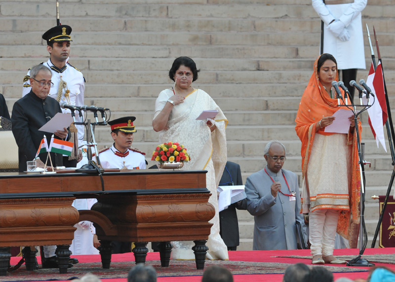 The President, Shri Pranab Mukherjee administering the oath as Cabinet Minister to...