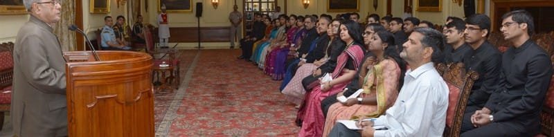 The President, Shri Pranab Mukherjee addressing the Officer Trainees of ...