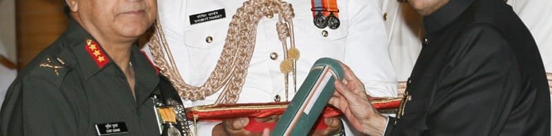 The President, Shri Pranab Mukherjee presenting the Ati Vishisht Seva Medal ...