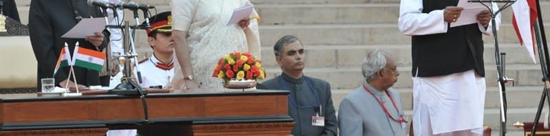 The President, Shri Pranab Mukherjee administering the oath as ...