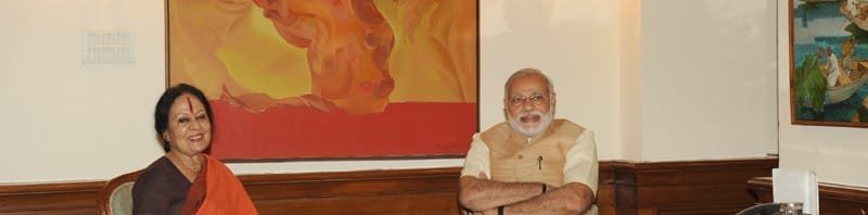 Eminent classical dancer, Sonal Mansingh calling on the Prime Minister, Shri Narendra Modi, in New Delhi