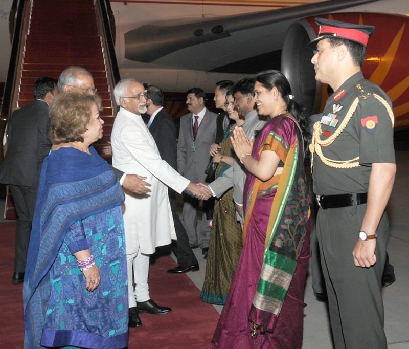 The Vice President, Shri Mohd. Hamid Ansari and Smt. Salma Ansari being…