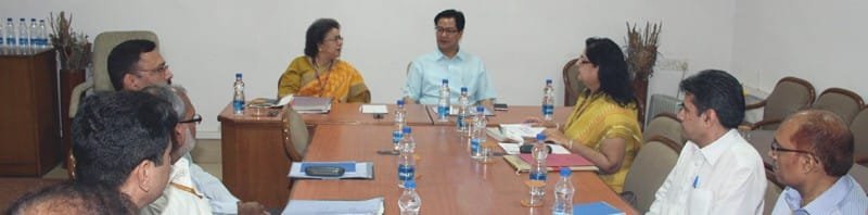 The Minister of State for Home Affairs, Shri Kiren Rijiju reviewing the...