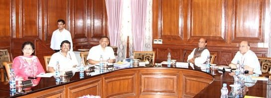 The Union Home Minister, Shri Rajnath Singh reviewing the implementation of...