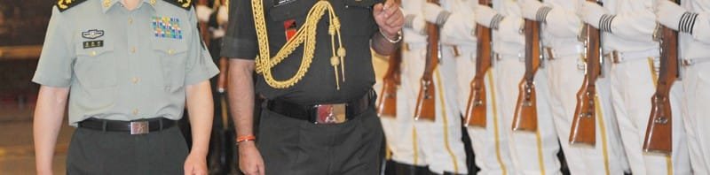 The Chief of Army Staff, General Bikram Singh inspecting the Guard of Honour with ...