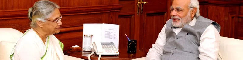 The Governor of Kerala, Smt. Sheila Dixit calling on the Prime Minister, Shri Narendra Modi, in New Delhi