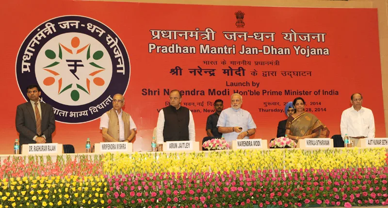 The Prime Minister, Shri Narendra Modi launching the ‘Pradhan Mantri Jan Dhan Yojana (PMJDY)’, in New Delhi