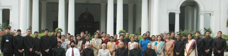 The Vice President, Shri Mohd. Hamid Ansari with the Officer Trainees..