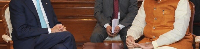 The US Secretary of State, Mr. John Kerry calling on the Prime Minister, Shri Narendra Modi, in New Delhi