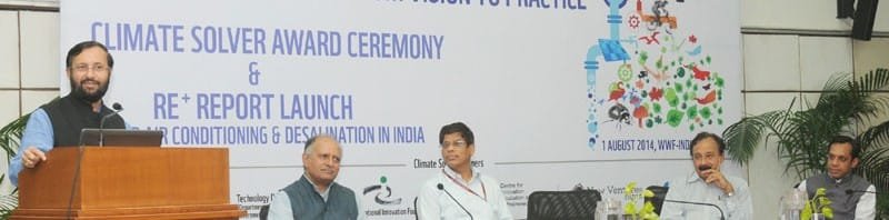 The Minister of State for Information and Broadcasting (Independent Charge), Environment, Forest and Climate Change (Independent Charge) and Parliamentary Affairs, Shri Prakash Javadekar addressing at the Climate Solver Awards ceremony, in New Delhi