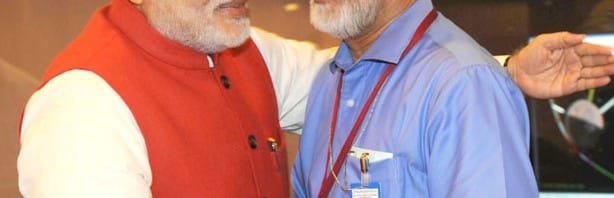 The Prime Minister, Shri Narendra Modi congratulating the ISRO Chairman, ...