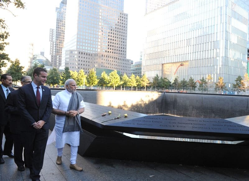 The Prime Minister, Shri Narendra Modi at the 9/11 Memorial, in New York