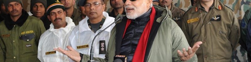 The Prime Minister, Shri Narendra Modi addressing the Officers and Jawans of ...