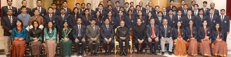 The President, Shri Pranab Mukherjee with the Probationers of 65th Batch of ...