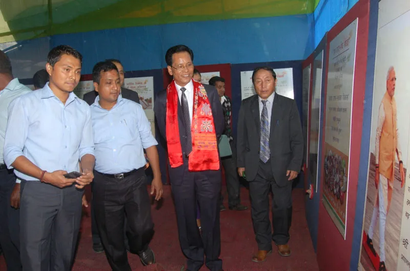 The Zilla Adhyakksha South District, Shri C.L. Gurung inspecting the DAVP stall, at..