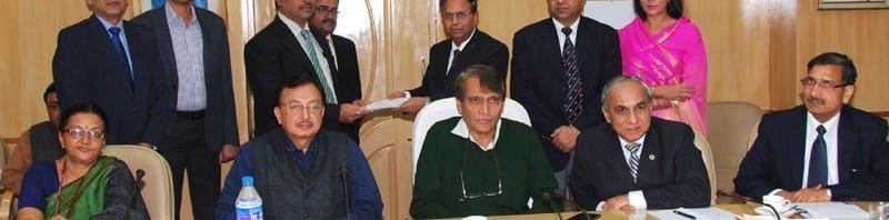 The Union Minister for Railways, Shri Suresh Prabhakar Prabhu witnessing the ...