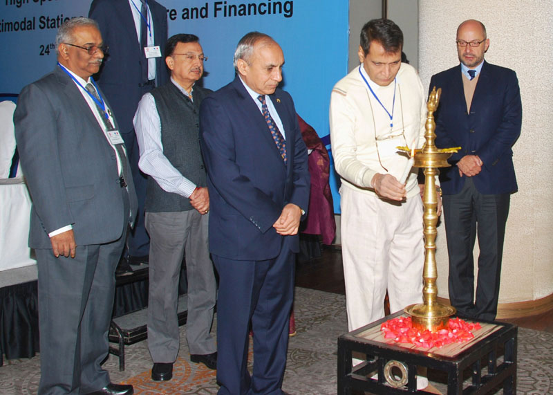 The Union Minister for Railways, Shri Suresh Prabhakar Prabhu lighting the ...