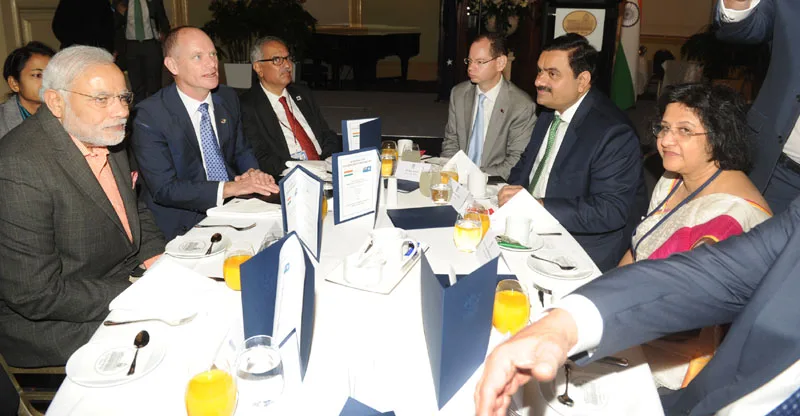 The Prime Minister, Shri Narendra Modi at the business breakfast hosted by the…