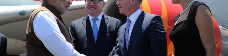 The Prime Minister, Shri Narendra Modi being received on arrival by the ...