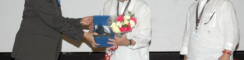 The Director, IFFI, Shri Shankar Mohan felicitating the veteran film lyricist, director,..