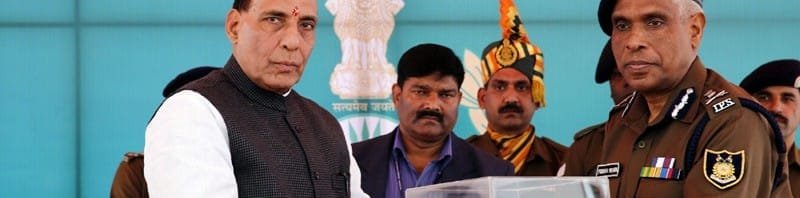 The Union Home Minister, Shri Rajnath Singh being presented a memento by..