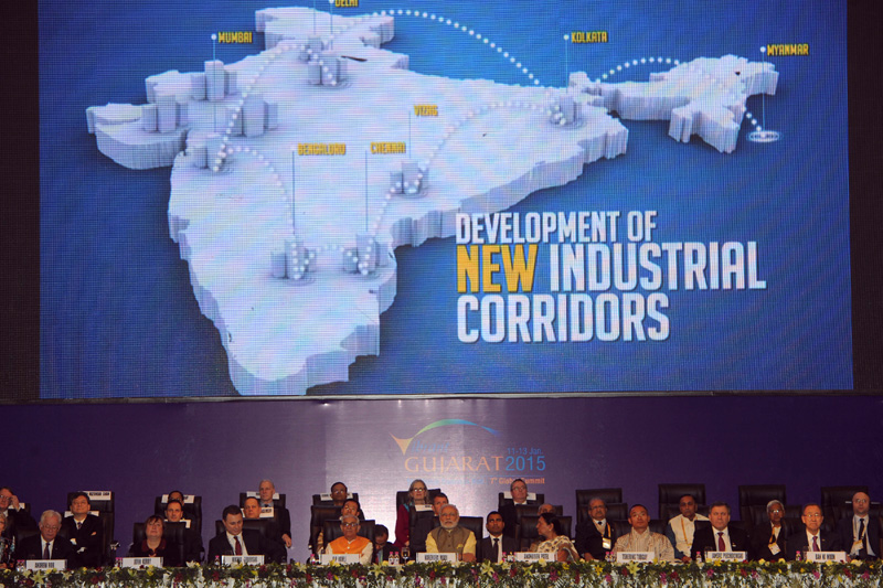 The Prime Minister, Shri Narendra Modi with other dignitaries the during inauguration of ...