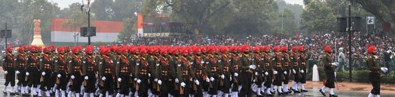 The Sikh Regiment marching contingents passes through the Rajpath..