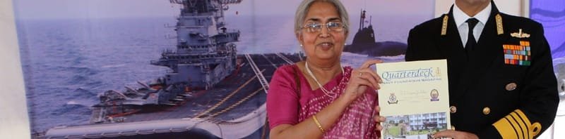 The Chief of Naval Staff, Admiral R.K. Dhowan releasing the copy of “Quarterdeck” along with..