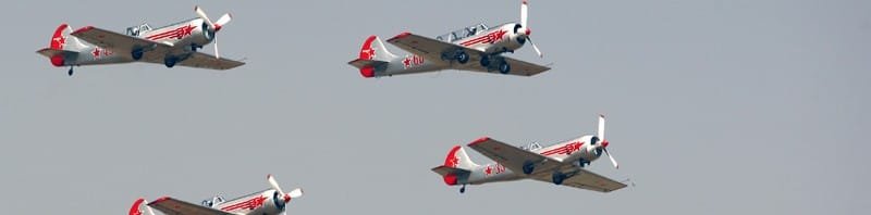 Yakovlevs - a four aircraft display team from UK, flying Russian origin Yak aircraft..