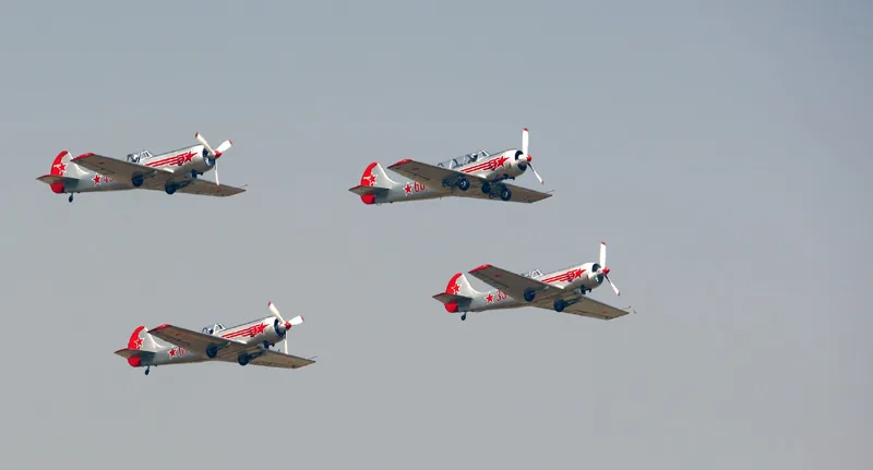 Yakovlevs – a four aircraft display team from UK, flying Russian origin Yak aircraft..